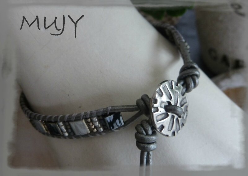 bracelet wrap1 tour gris détail bouton