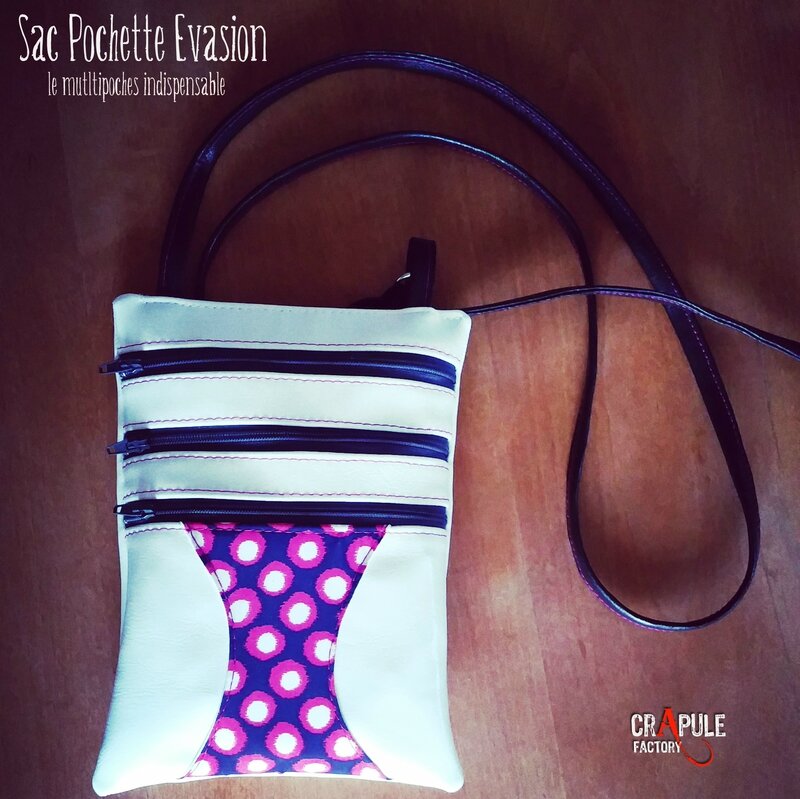 pochette evasion simili blanc coton violet