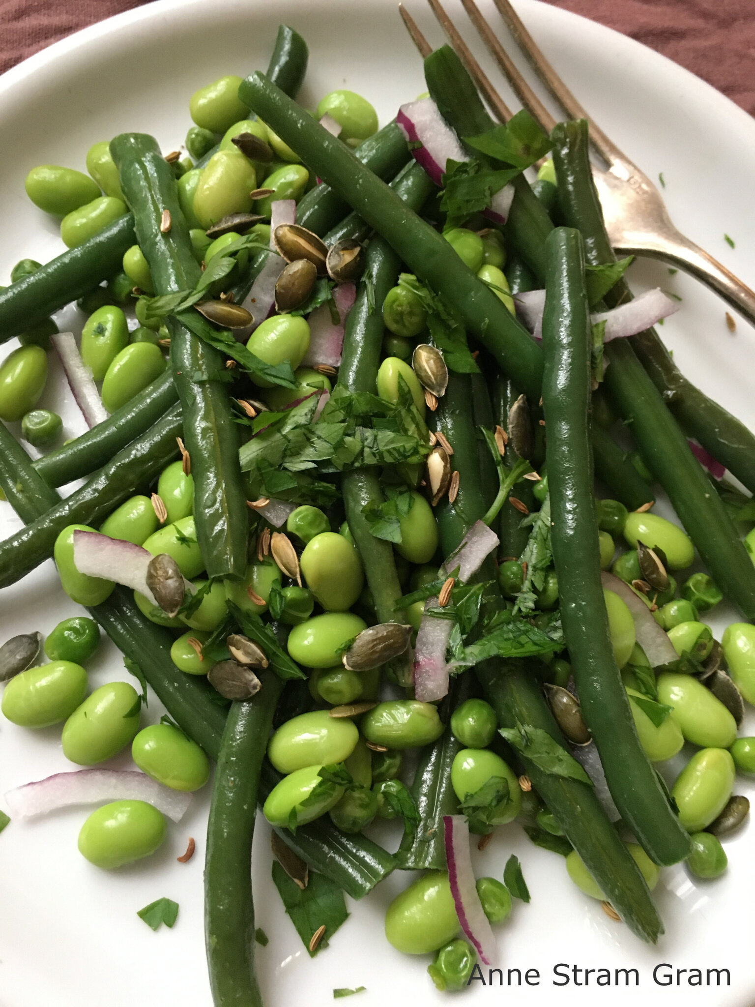 Salade De Haricots Verts Petits Pois Et Edamames Anne Stram Gram