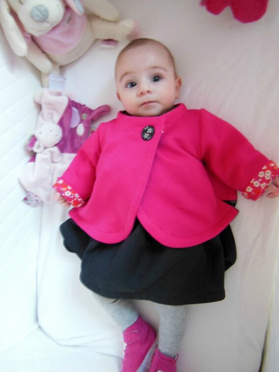 Tenue robe à smocks-gilet à godets6M 1-14