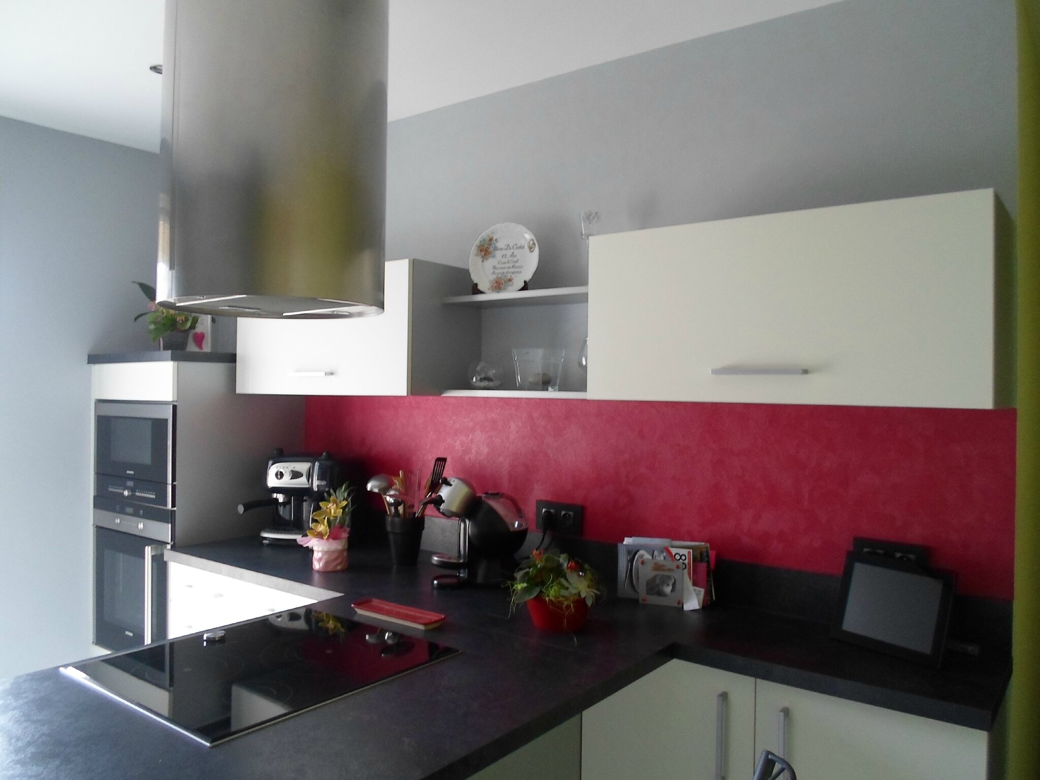 Cuisine gris framboise: cuisine couleur framboise avec argent ...