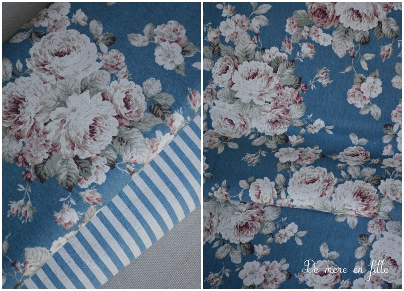 roses anglaises sur fond bleu