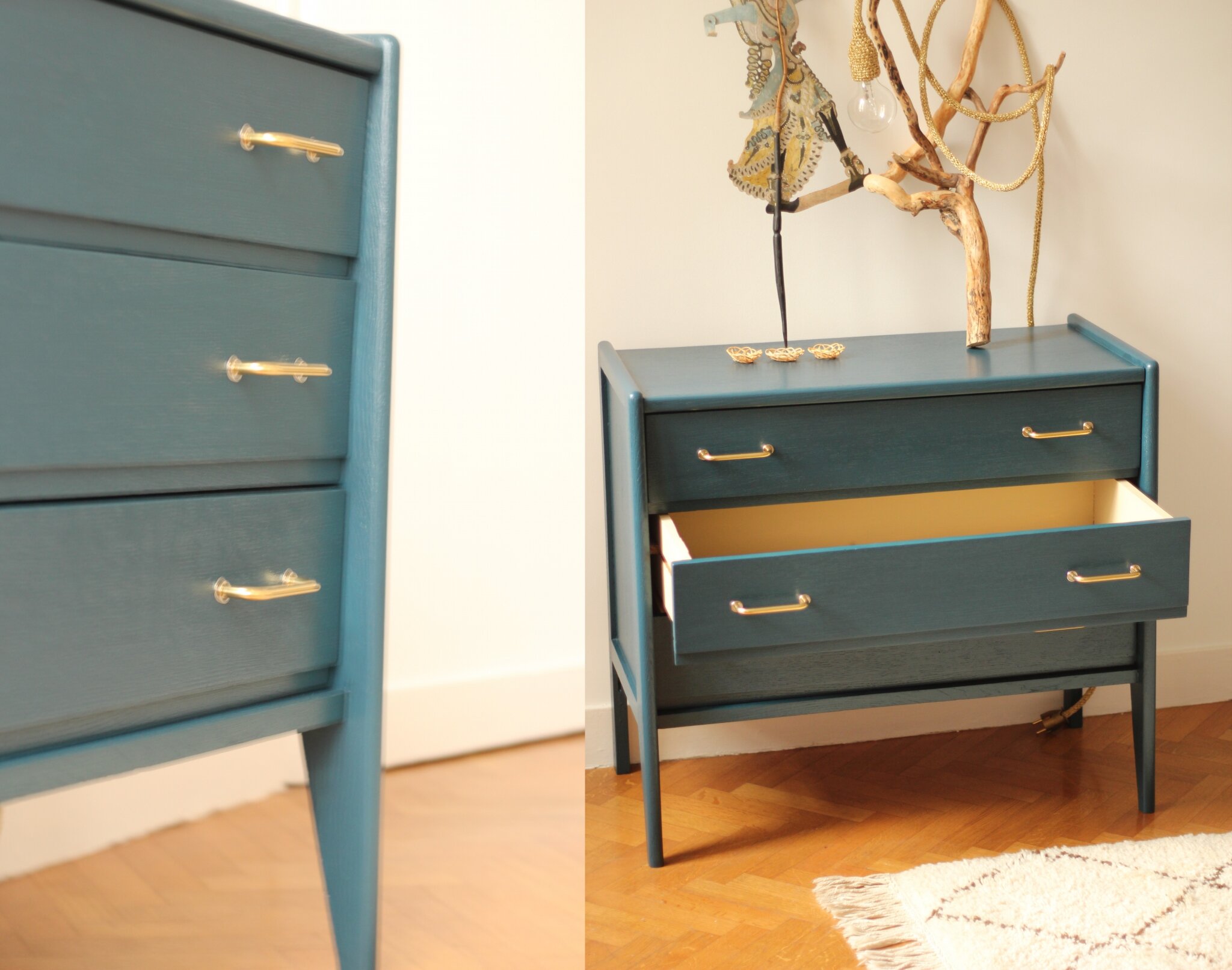 Commode vintage années 50/60 bleu nuit trendy little