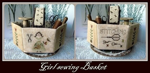 girl sewing basket