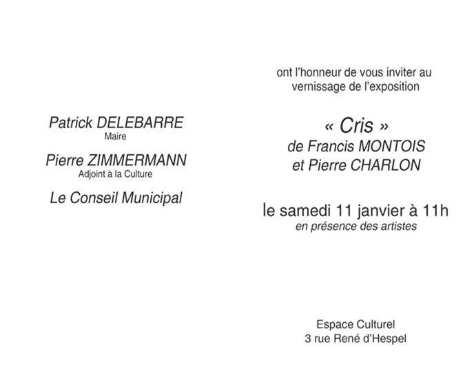 Exposition Francis Montois _ Pierre Charlon Verso