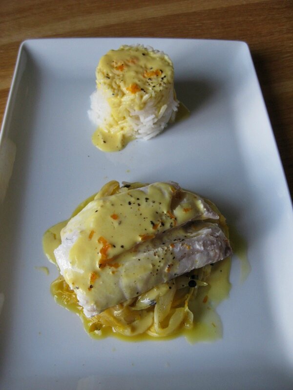 Eglefin sauce clémentine et endives confites passion Le Monde de Milan