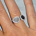 c) Argent massif ou plaqué or et zirconium -Bague / Silver Ring
