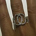 c) Argent massif ou plaqué or et zirconium - Bague / Ring