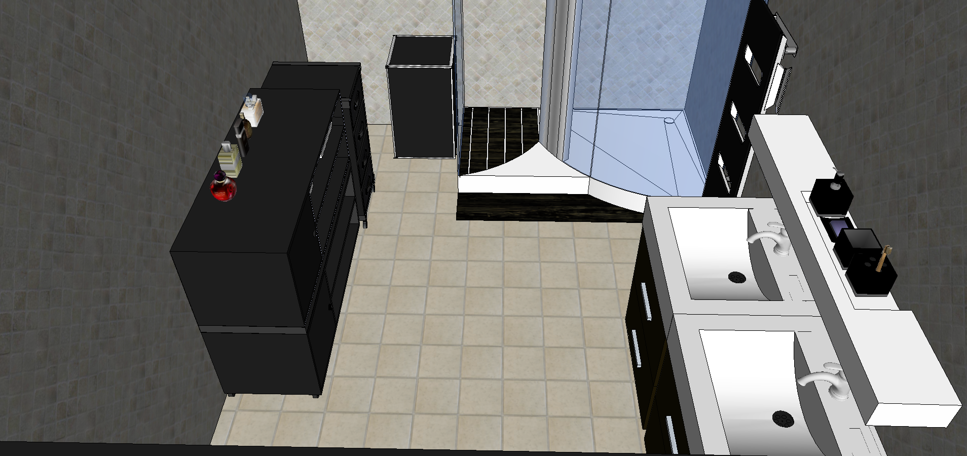 Decoration n°5 salle de bain noire et blanche. onandylong