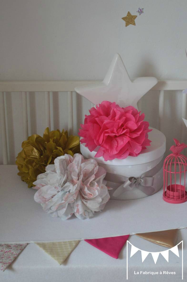 Décoration chambre bébé fille enfant liberty héloise fuchsia rose ...