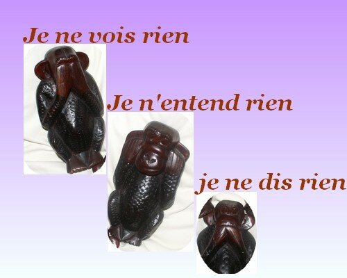 Résultat de recherche d'images pour "singes de la sagesse afrique"