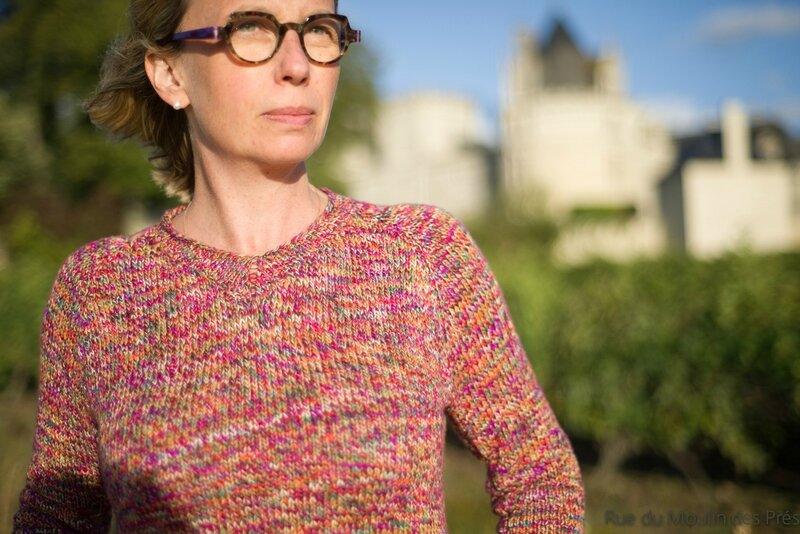 Simple Summer Tweed Top Down V neck 01_-4