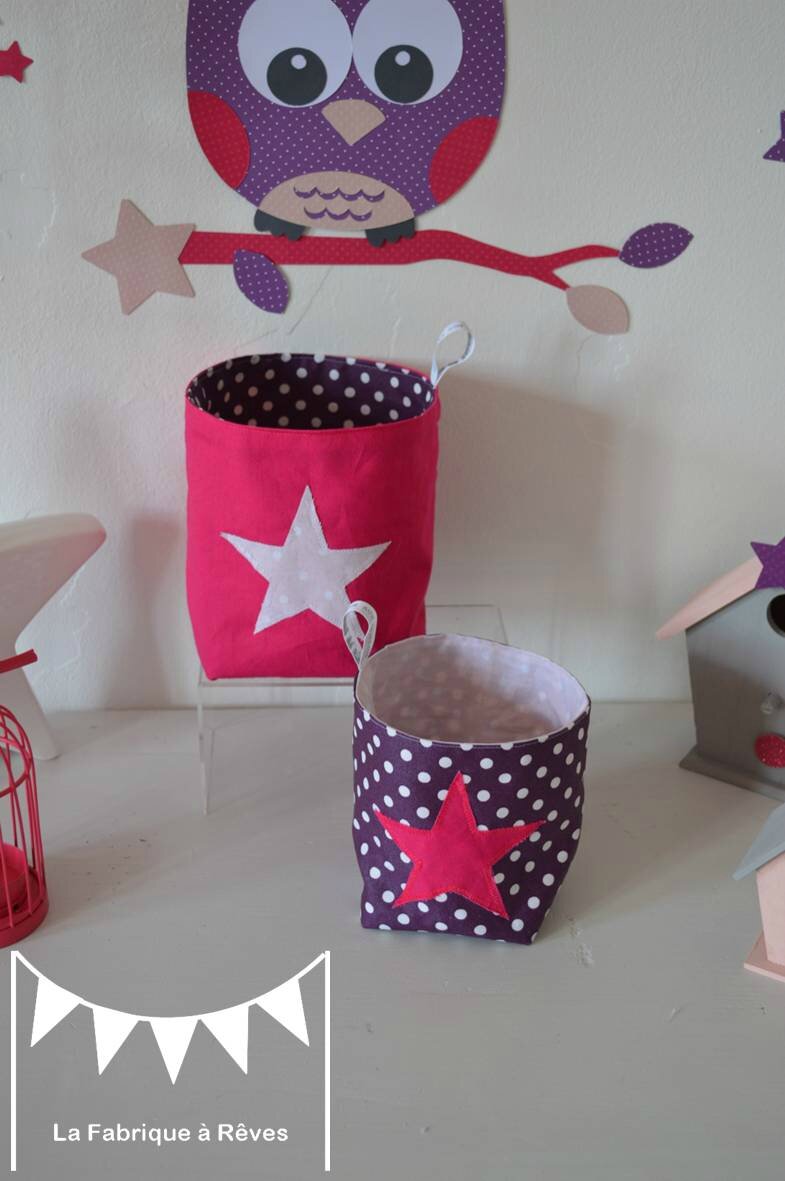 Pochon rangement étoiles fille rose fuchsia violet rose poudré ...