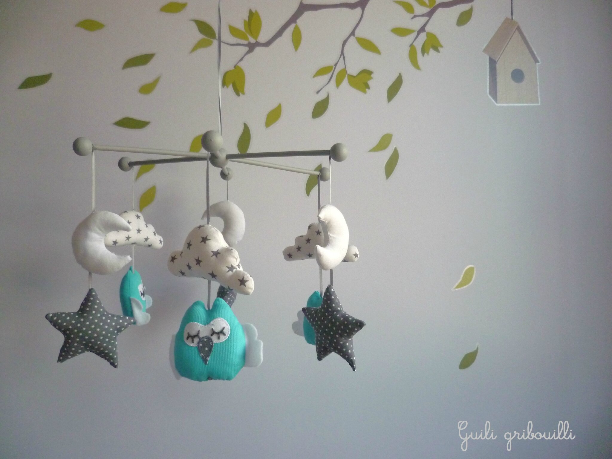 Nouveauté: mobile hibou pour bébé guili gribouilli
