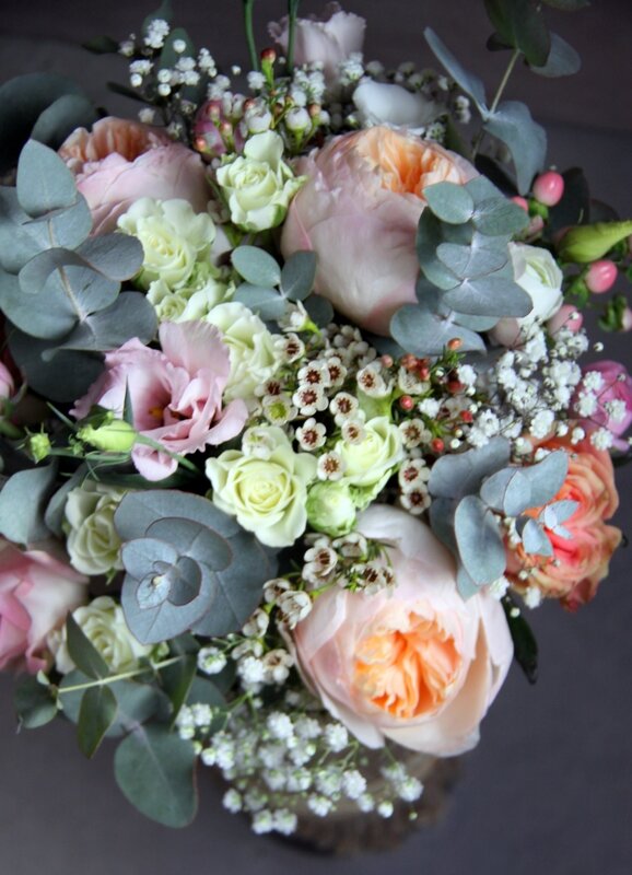 Bouquet champêtre rose David Austin - bouquet de mariée - Création La Saladelle - Atelier floral Perpignan et Pyrénées-Orientales 02