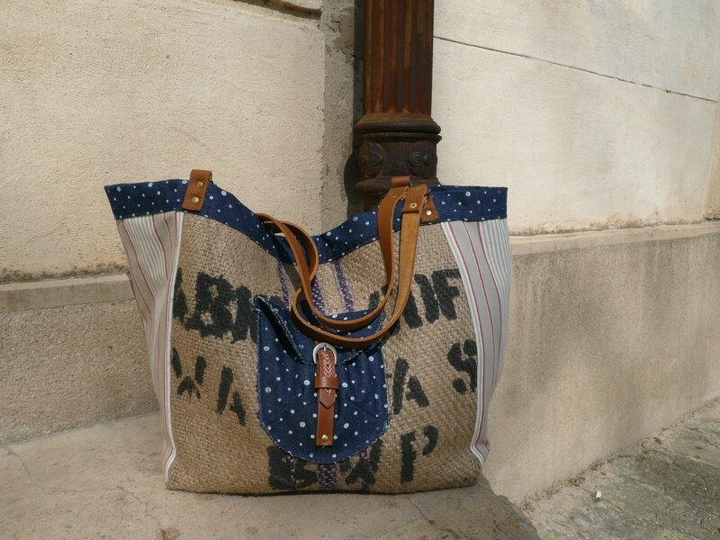 Grand Sac Cabas Toile De Jute En Sac A Caf Recycl Lin Coton Et