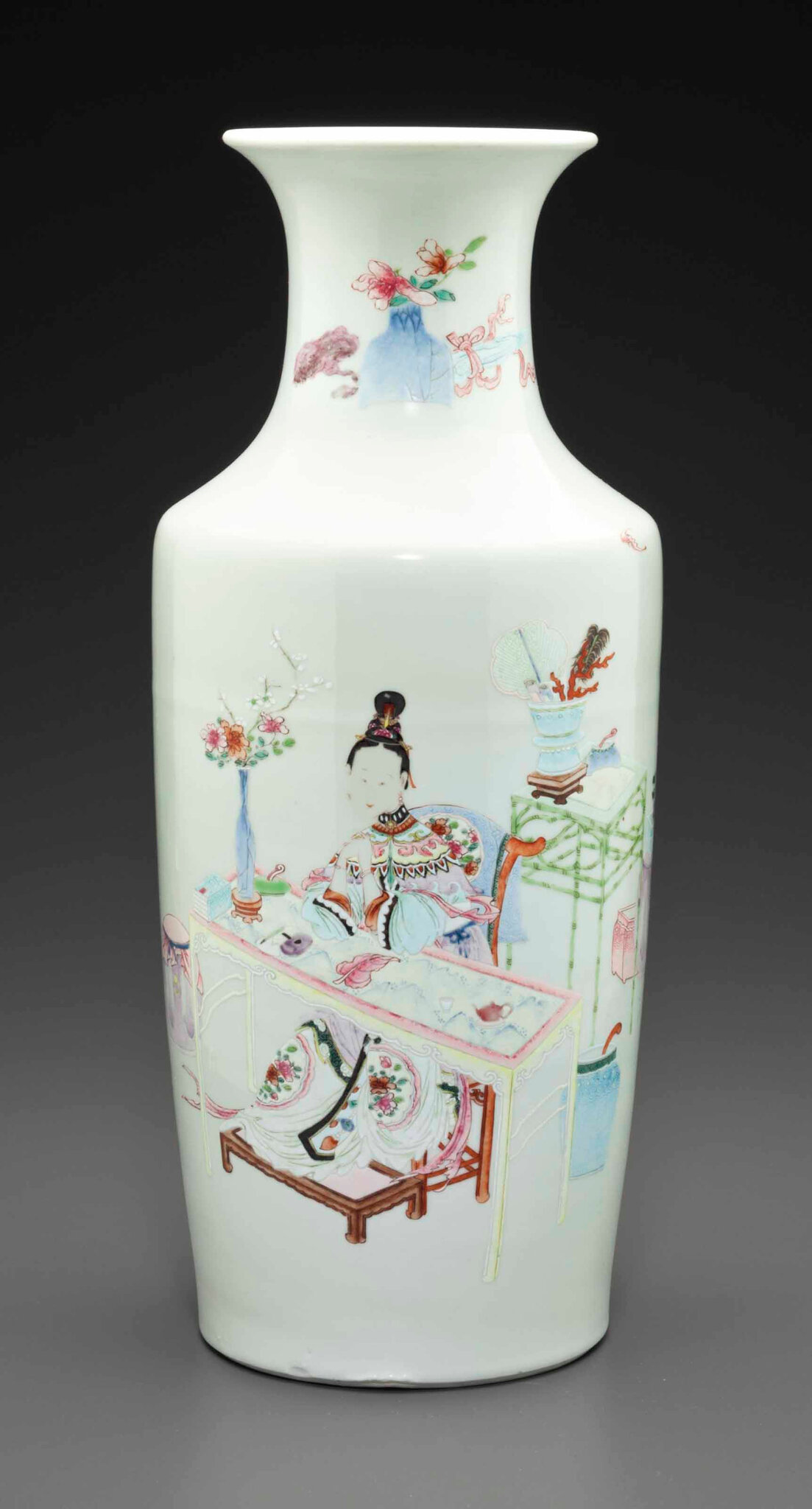 A Famille Rose Rouleau Vase Yongzheng Period Alain R Truong