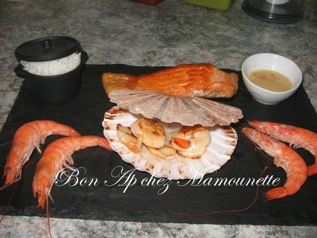 Ardoise de mer, CSJ, saumon, crevettes 016