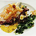 Filet de colvert, scorsonères rôtis et béarnaise aux algues recette de la table du connetable.....