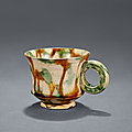 A small sancai-glazed cup with handle, Tang dynasty (618-907