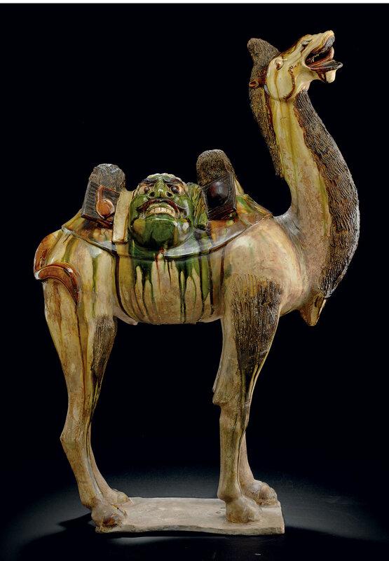 A massive sancai-glazed pottery figure of a Bactrian camel, Tang dynasty (618-907) (3)