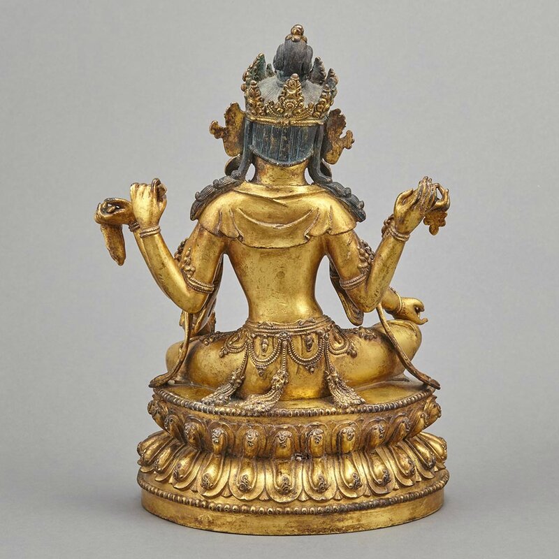 Sino-Tibetan Gilt-Bronze Seated Avalokesvara2