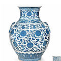 A blue and white vase, hu, qianlong seal mark, late qing dynasty-republic period