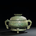 A bronze ritual food vessel and cover, gui, western zhou dynasty (1100-771 bc)