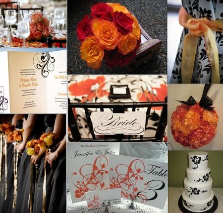wedding_inspirationboard_orange_and_damask_bw