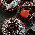 Cupcakes en coeur, chocolat et groseille / battle food #28