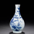 A transitional blue and white bottle vase. 17th century