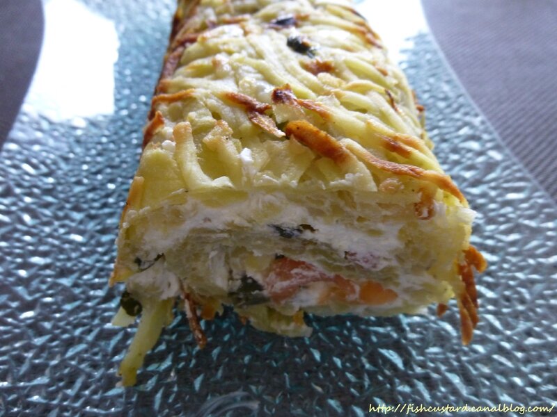 Gâteau roulé de pommes de terre au saumon fumé, fromage frais et câpres (20)