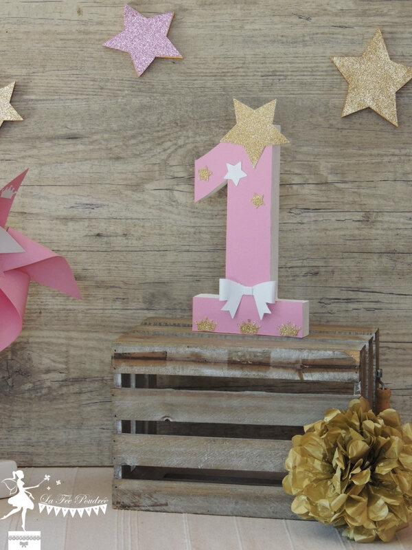 Décoration d'anniversaire thème étoile chiffre 1 en bois découpé - Déco la  Fée Poudrée - Le Blog