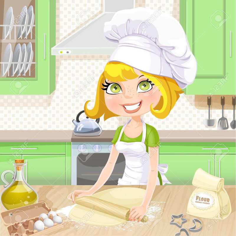 20184046-cute-blond-girl-baking-cookies-on-kitchen