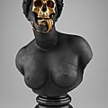 Hedi Xandt, The God Of The Grove, 2013. gold-plated brass, polymer, distressed black finish, marble.© 2014 Hedi Xandt