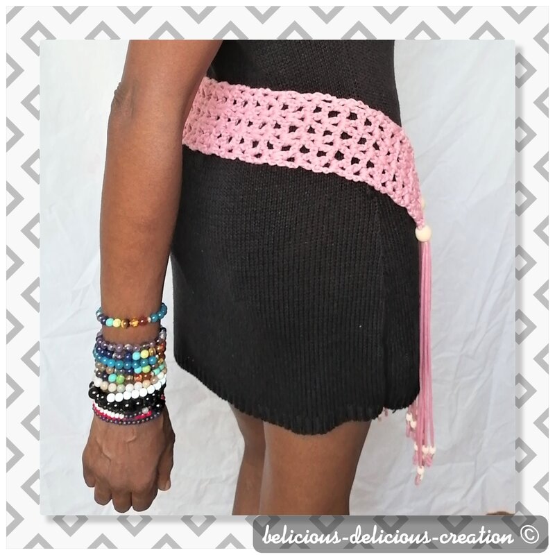 pink crochet belt