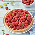 Tarte aux framboises {crème pâtissière à l'amande} #vegan 
