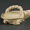 A rare pale cream-glazed tortoise-form water dropper, song-yuan dynasty, 13th-14th century
