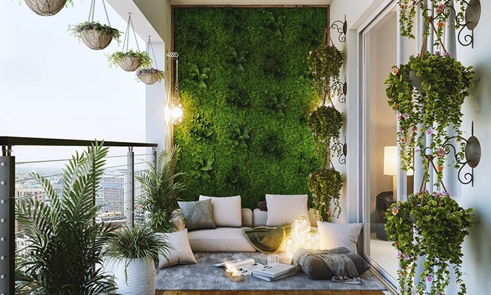 aménagement-jardin-vertical-extérieur-conception-style-moderne-déco-balcon-cosy-pots-suspendus