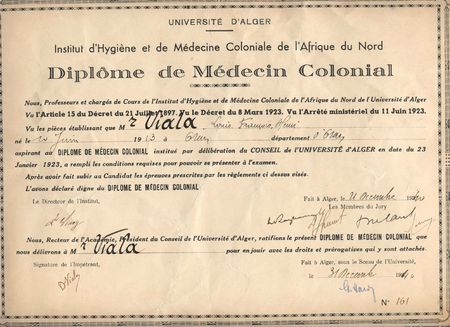 diplome medecin colonial