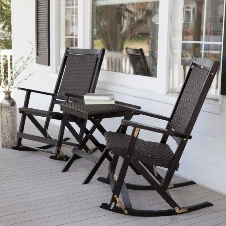 masculine-black-wooden-rocking-chairs-sides-black-folding-table-on-porch-with-white-wall-color-783x783