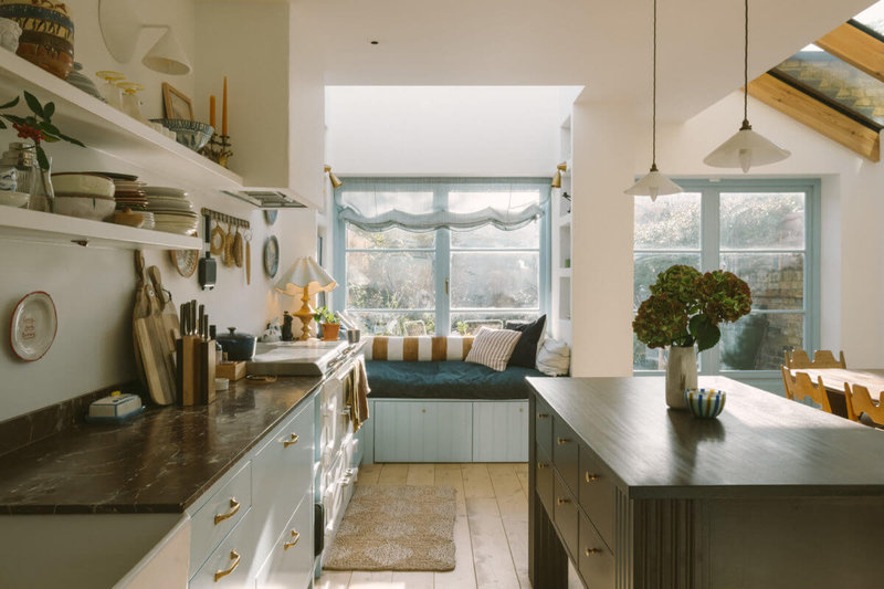 light-blue-kitchen-cabinets-window-seat-nordroom