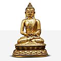 A gilt-bronze figure of shakyamuni buddha, ming dynasty, early 15th century
