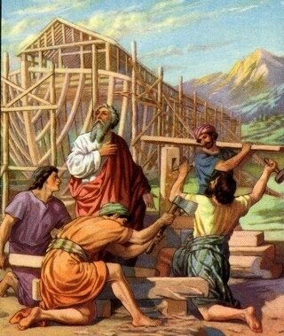 Noah-c, Arche-Noah and his_sons_building_the_ark