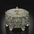 A magnificent ottoman jade and gem-set metal casket, turkey, 17th-18th century