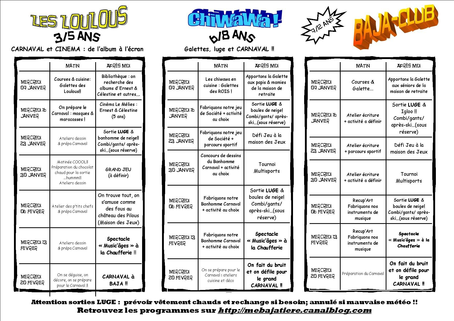 Programme Centre de Loisirs janvier/fevrier - Maison de l ...