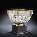Stunning 12th century carved marble basin tops bonhams islamic and indian sale in london