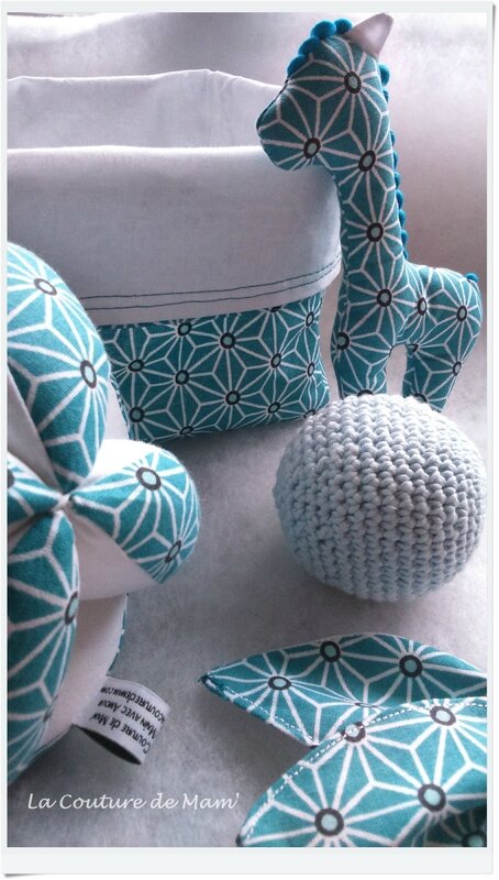 Box cadeau de naissance Asanoha bleu