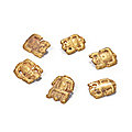 A set of six gold 'frog' chariot ornaments, spring and autumn period (770-475 bc)