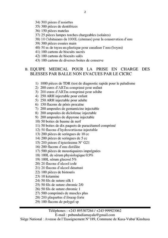 ETATS DES BESOIN URGENT DES ADEPTES DE BDK BDM SUITE AUX ATTAQUES DE KABILA b